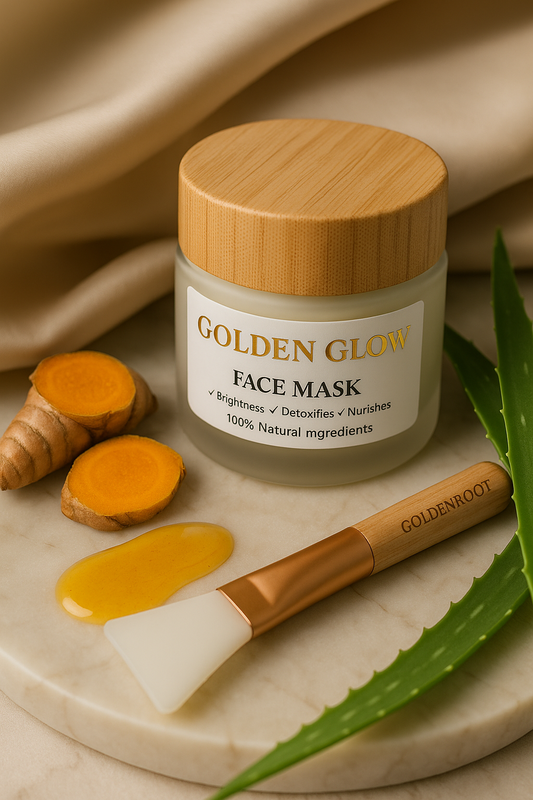 Golden Glow Face Mask+ GoldenRoot wooden brush