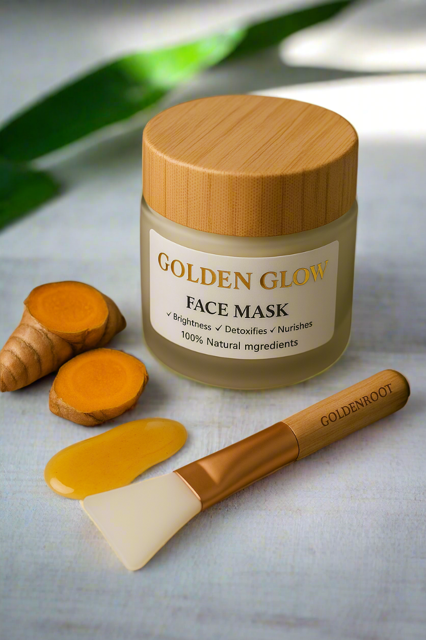 Golden Glow Face Mask+ GoldenRoot wooden brush